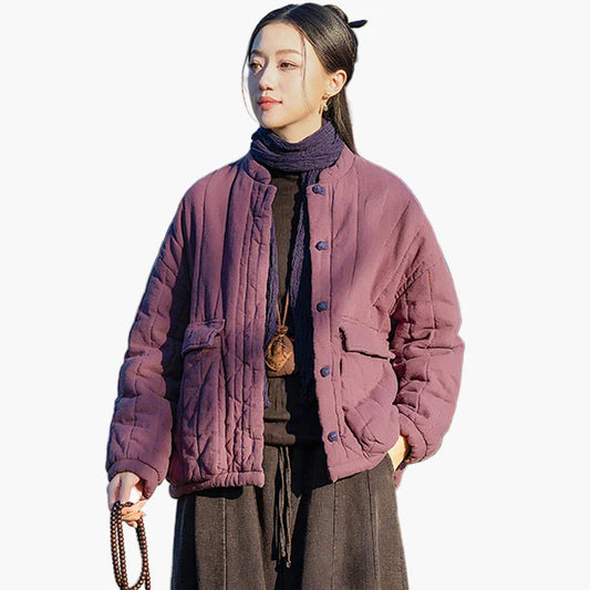 Damen Vintage Steppjacke im lockeren Stil für Herbst und Winter