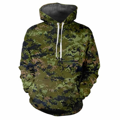 Hoodie Camouflage-Muster Grün Kängurutasche Kapuzenpullover