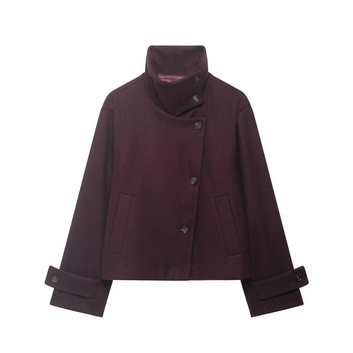 Damen Kurzjacke mit Stehkragen und weiten Ärmeln, lockere Passform