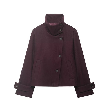 Damen Kurzjacke mit Stehkragen und weiten Ärmeln, lockere Passform