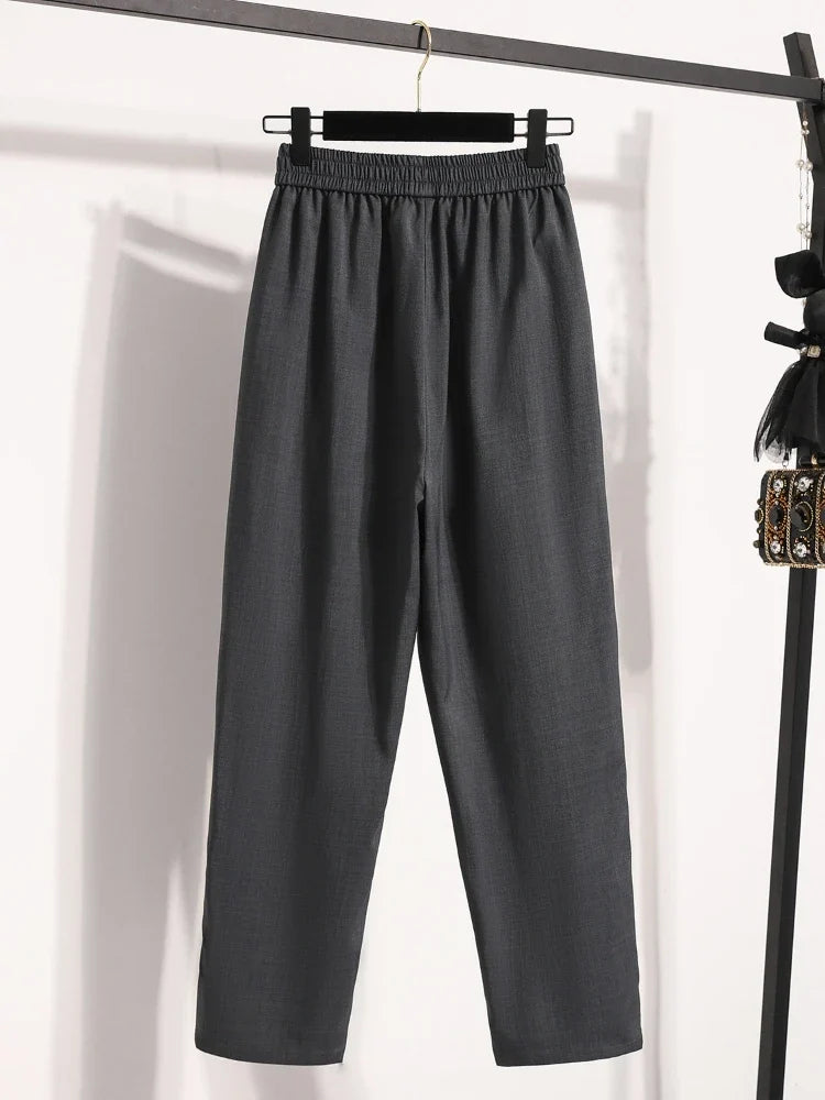 Damen Hose mit elastischem Bund, weitem Bein und Taschen