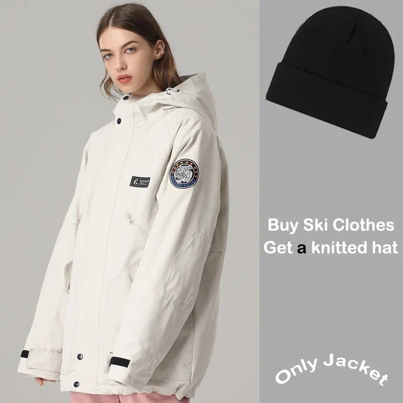 Unisex Winter Skijacke mit Kapuze & Reißverschluss Wasserdichte Winterjacke