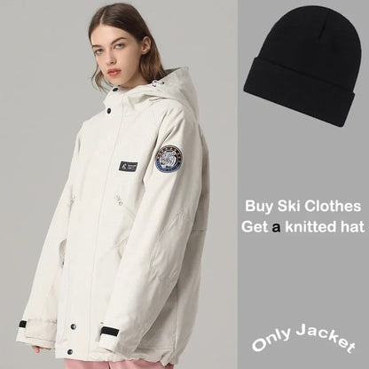 Unisex Winter Skijacke mit Kapuze & Reißverschluss Wasserdichte Winterjacke