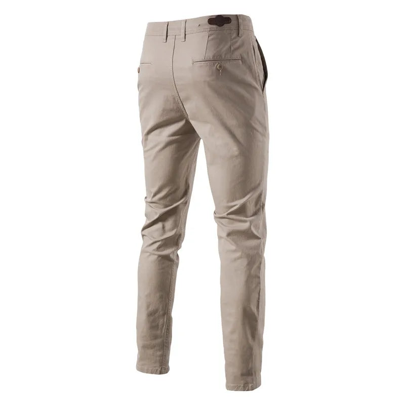 Herren Chino Hose Slim Fit Beige mit Knopfverschluss
