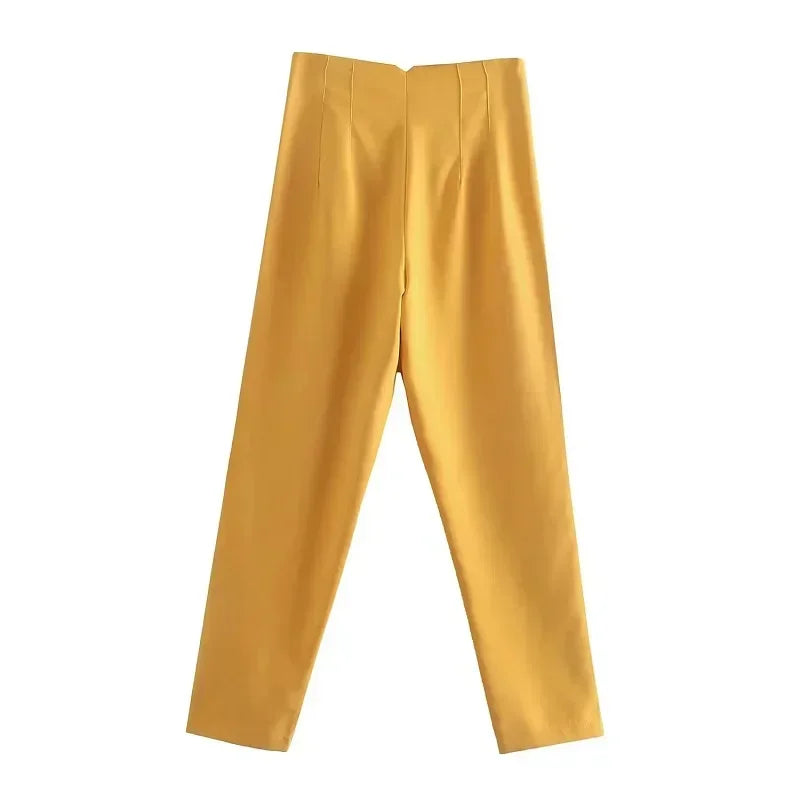 Damen High-Waist Hose Business Elegant Knöchellang