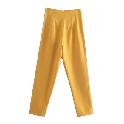 Damen High-Waist Hose Business Elegant Knöchellang