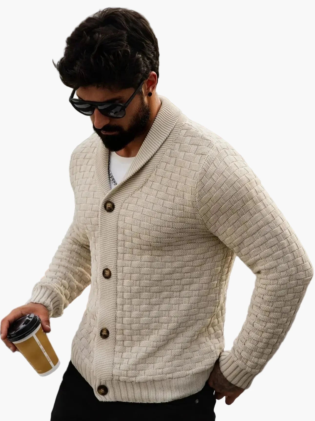 Herren Strickjacke – Modischer Casual Cardigan mit Schalkragen für Alltag und Freizeit
