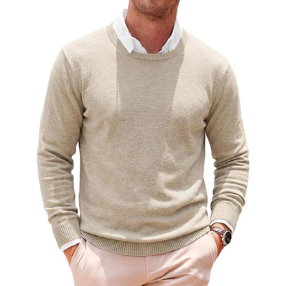 Herren Basic Pullover Rundhals Langarm Strickpullover Einfarbig