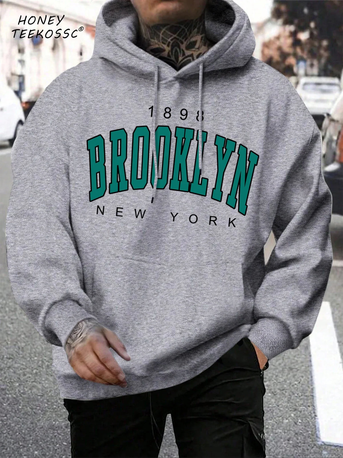 Herren Hoodie mit Kordelzug und Kängurutasche – Verschiedene New York Designs