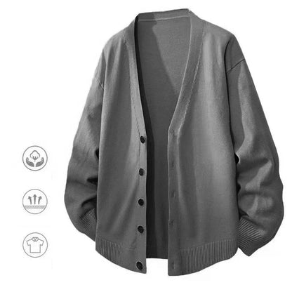 Herren Cardigan Strickjacke V-Ausschnitt Knopfleiste