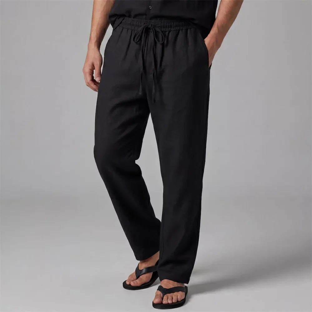 Herren Freizeithose mit Kordelzug und geradem Bein – Leichte Sommerhose