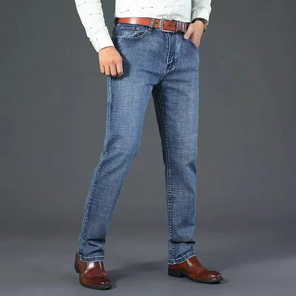 Herren Jeans Hose Straight Fit Denim Freizeithose Blau