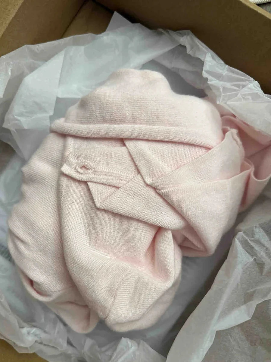 Damen Langarm Stricktop Rosa mit Knöpfen
