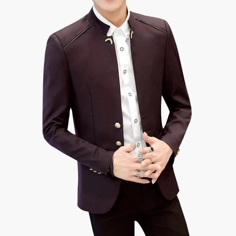 Herren Modernes Business Sakko mit Stehkragen – Eleganter Blazer für Büro & Freizeit