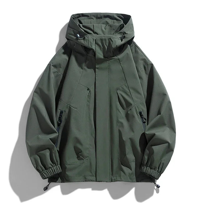 Unisex Kapuzenjacke mit Reißverschlüssen und Kordelzug, Casual Übergangsjacke