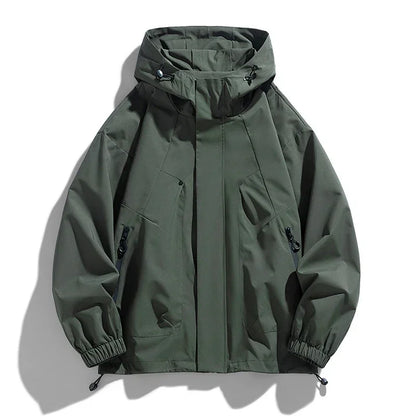 Unisex Kapuzenjacke mit Reißverschlüssen und Kordelzug, Casual Übergangsjacke