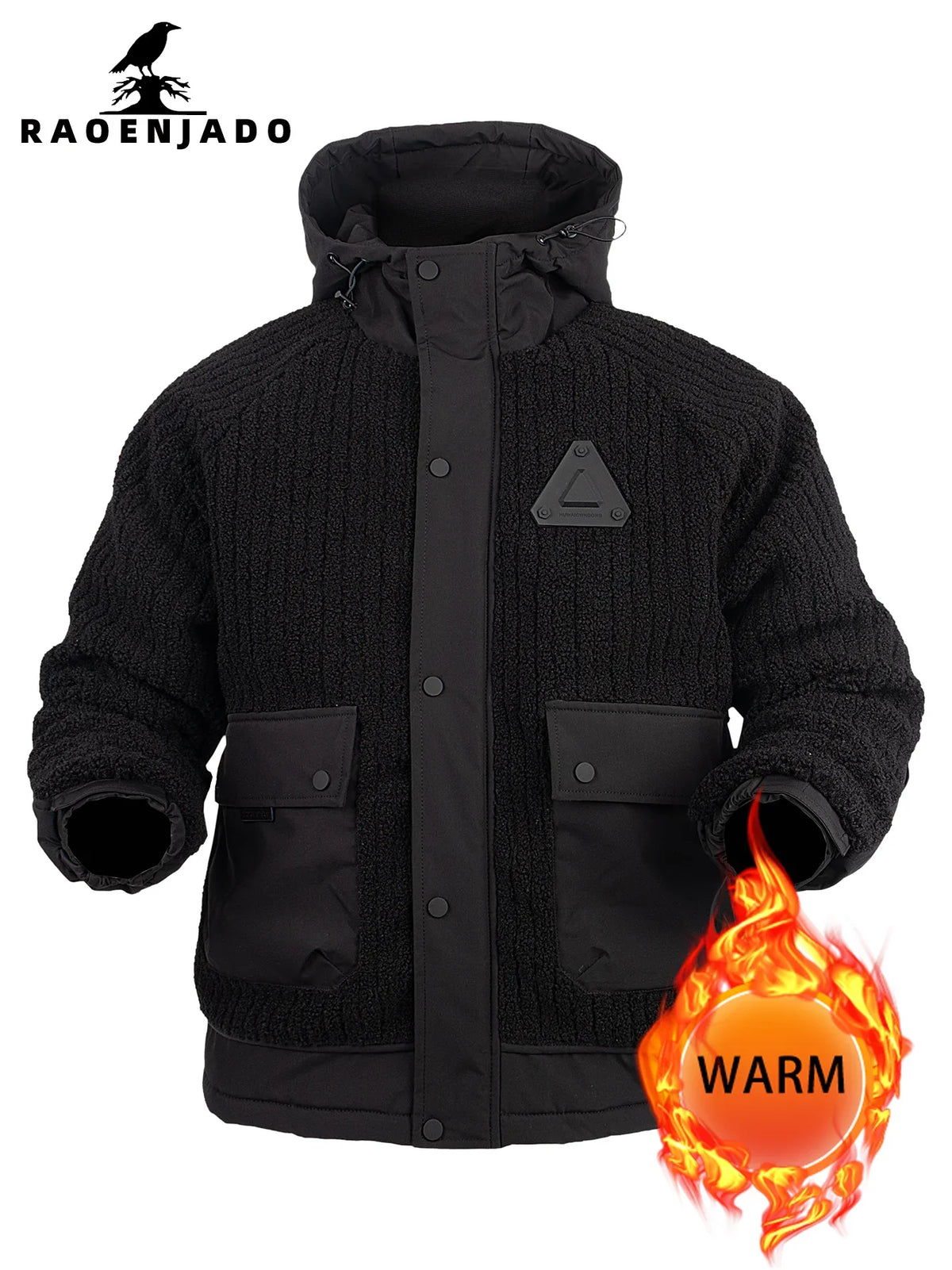 Teddyfleece Winterjacke mit Kapuze & Taschen Herren