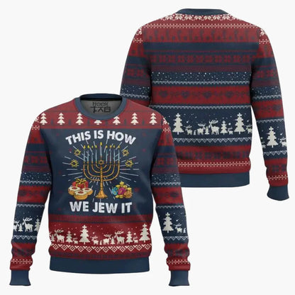 Herren Weihnachtspullover mit Chanukka-Motiv – Lustiger "Not Today Santa" Ugly Sweater für Feiertage
