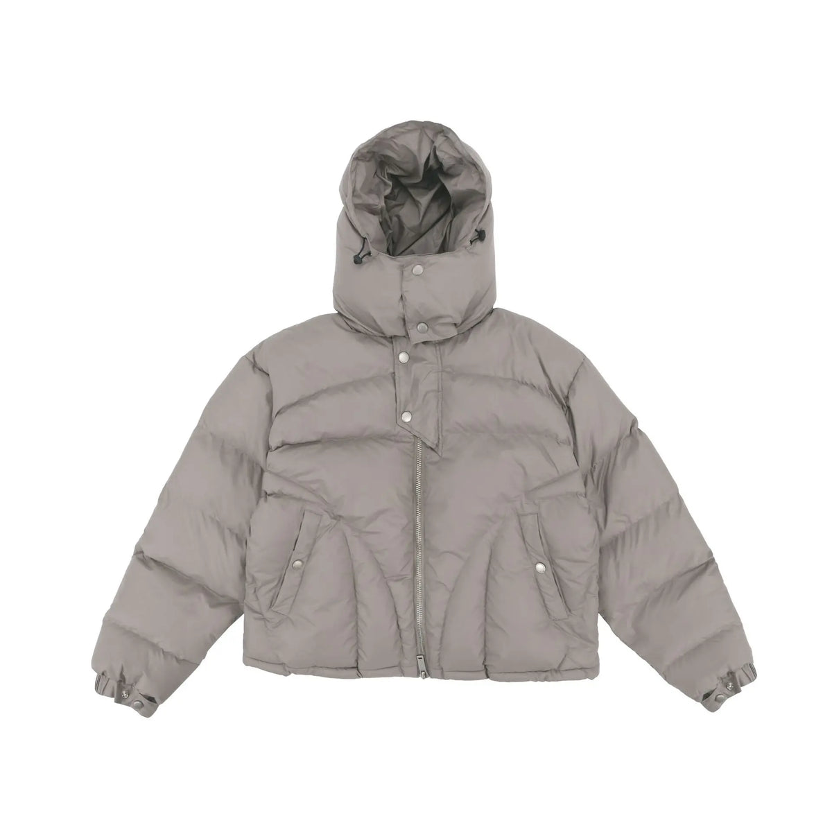 Kurze Steppjacke mit Kapuze und Reißverschluss für Herren, Schwarz oder Khaki