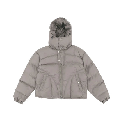 Kurze Steppjacke mit Kapuze und Reißverschluss für Herren, Schwarz oder Khaki