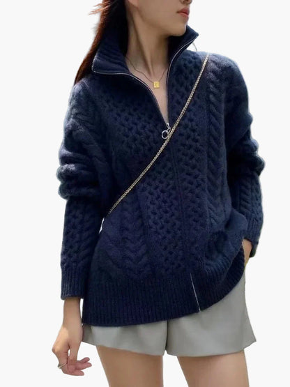 Damen Strickjacke mit Zopfmuster – Modischer Cardigan für Alltag und Freizeit