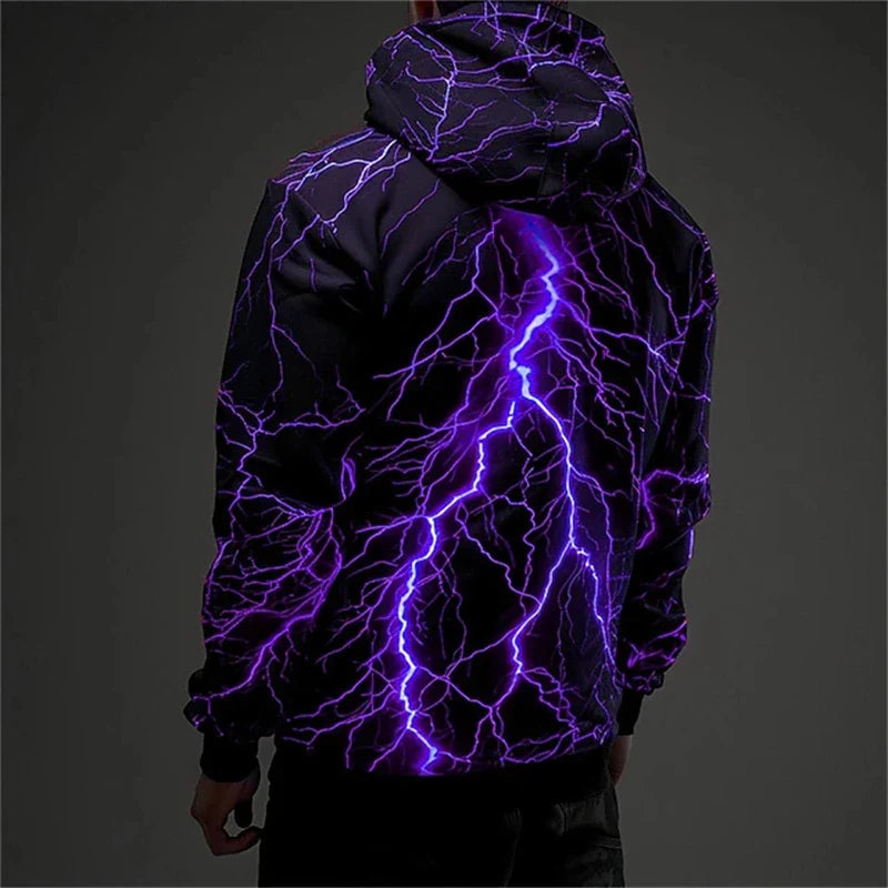 Hoodie mit Blitzmuster, Schwarz, verschiedene leuchtende Farben