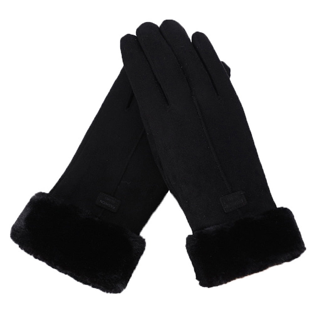 Winterhandschuhe für Damen mit Fleecefutter & Kunstfellbesatz, weiches Material