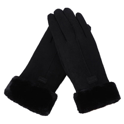 Winterhandschuhe für Damen mit Fleecefutter & Kunstfellbesatz, weiches Material