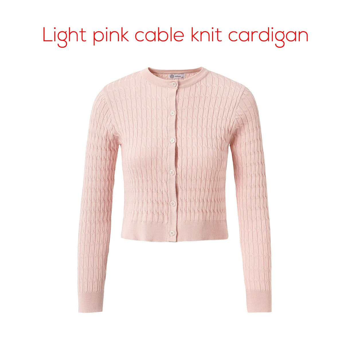 Damen Strick-Cardigan mit Zopfmuster und Rundhalsausschnitt