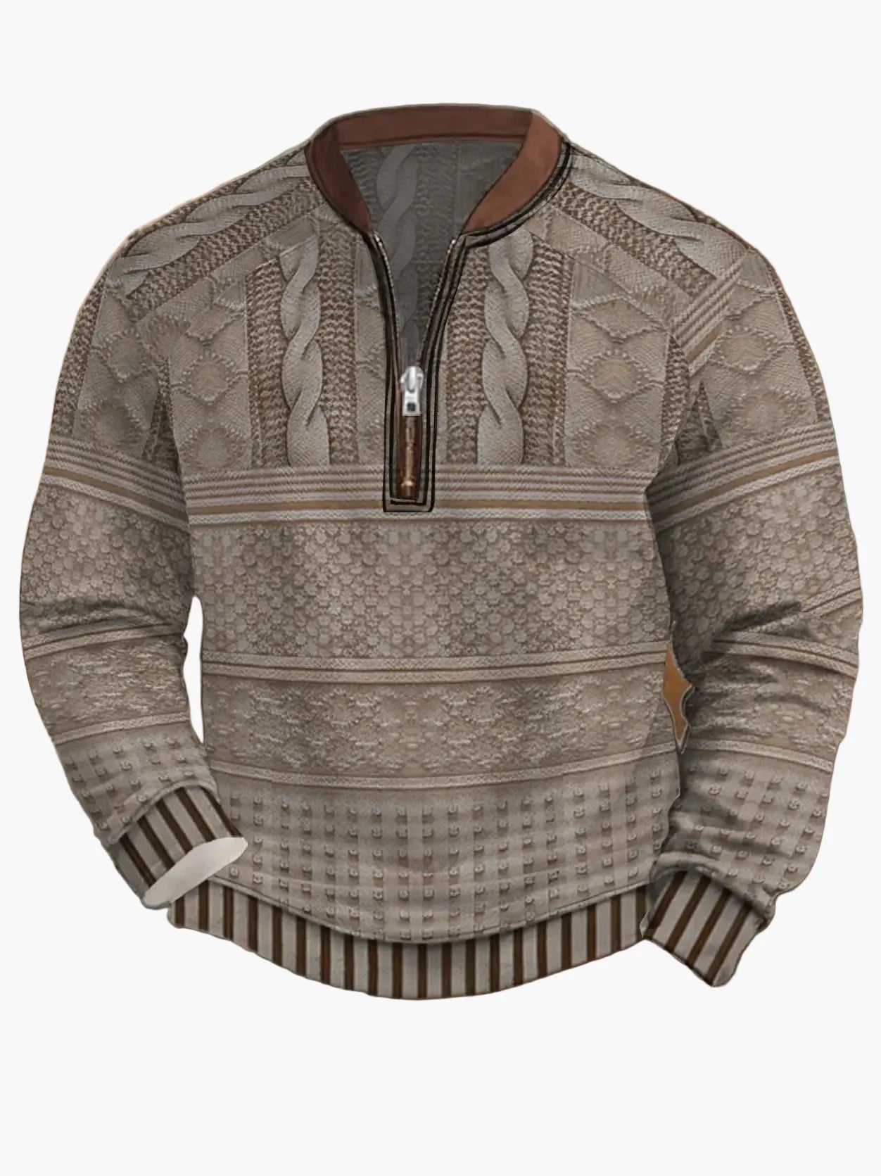 Herren Strickpullover im Street Style mit halbem Reißverschluss – Modischer Freizeitpullover für Frühling und Herbst