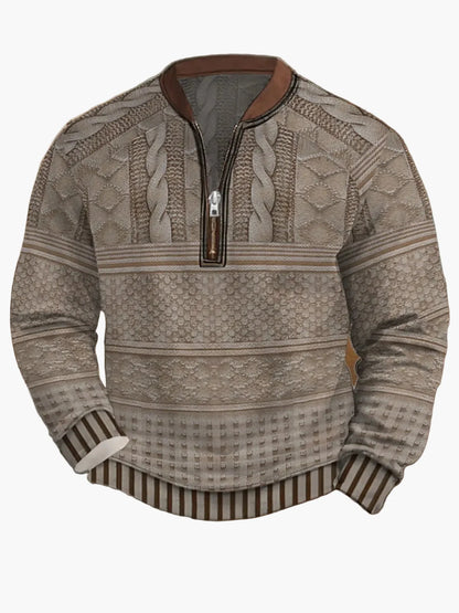 Herren Strickpullover im Street Style mit halbem Reißverschluss – Modischer Freizeitpullover für Frühling und Herbst