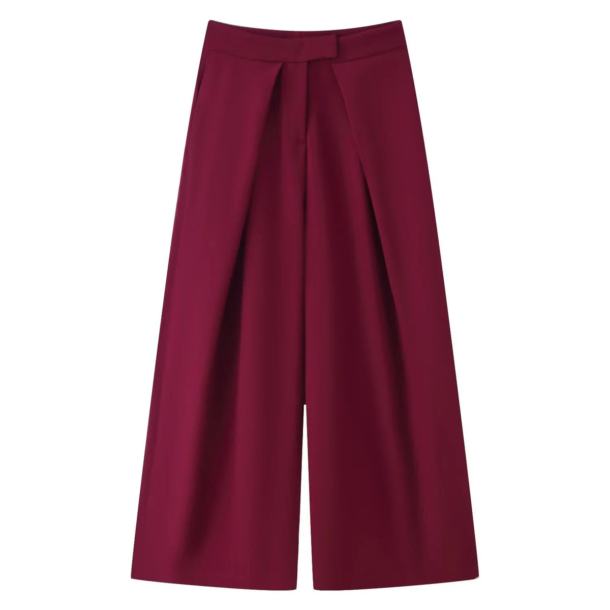 Damen Weite Culotte Hose mit Falten Kurz Weites Bein