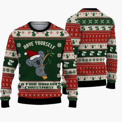 Herren Weihnachts-Pullover Lustig Ugly Christmas Sweater „Christmas Bros“ mit Santa & Jesus – Perfekt für Weihnachtsfeiern