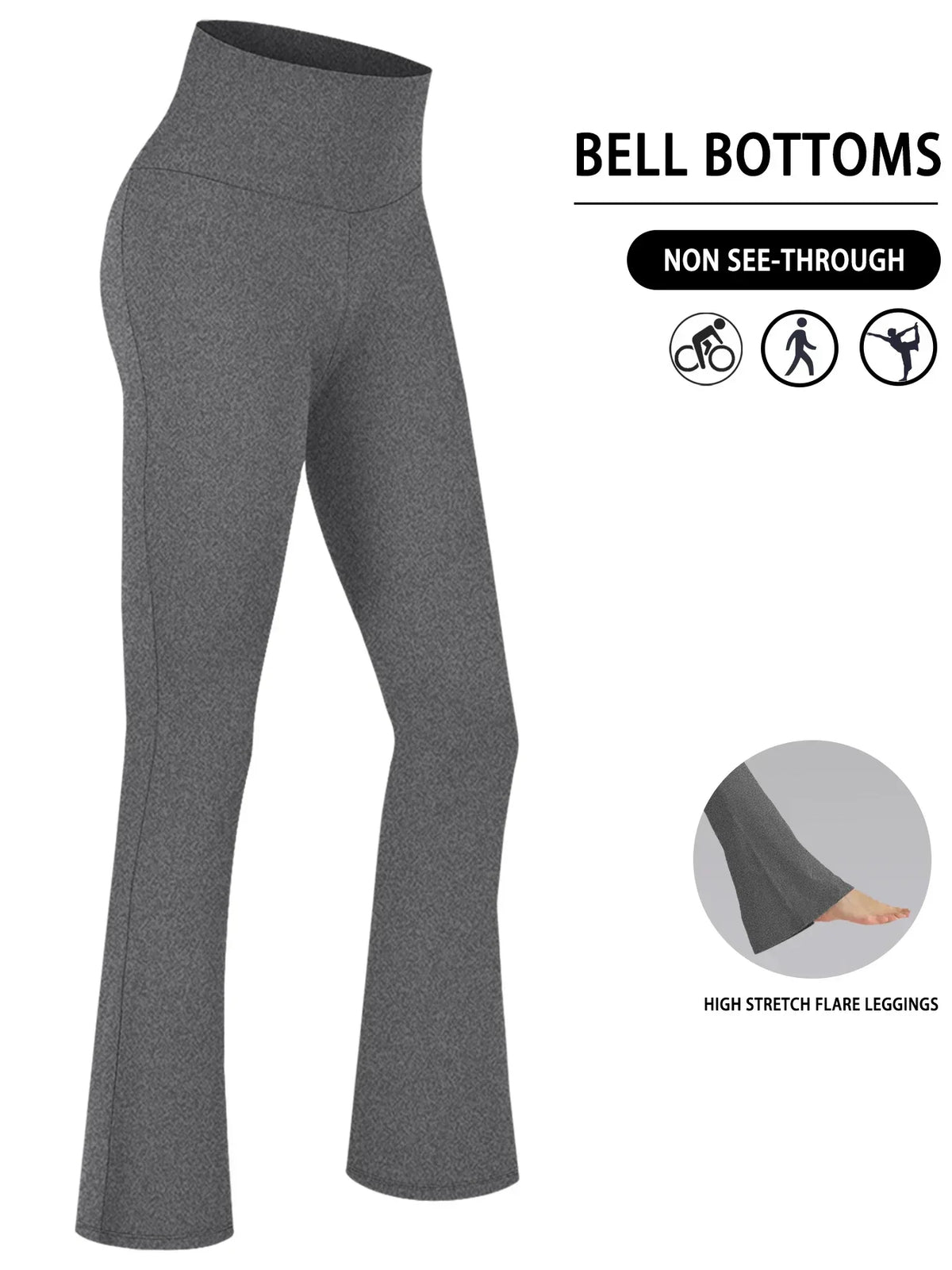 Damen Schlaghose Hoher Bund Ausgestellte Leggings Freizeithose für Yoga Sport Plus Size