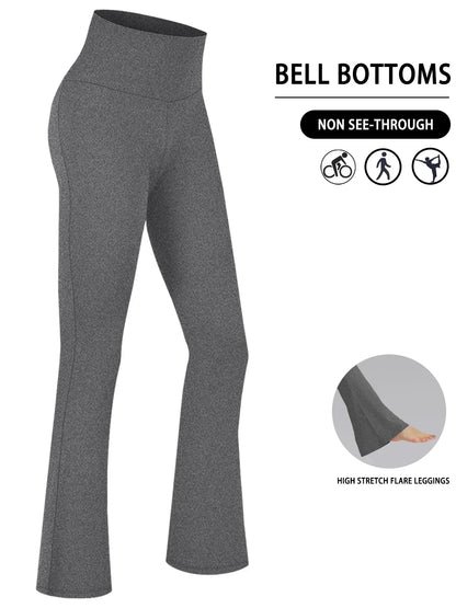 Damen Schlaghose Hoher Bund Ausgestellte Leggings Freizeithose für Yoga Sport Plus Size