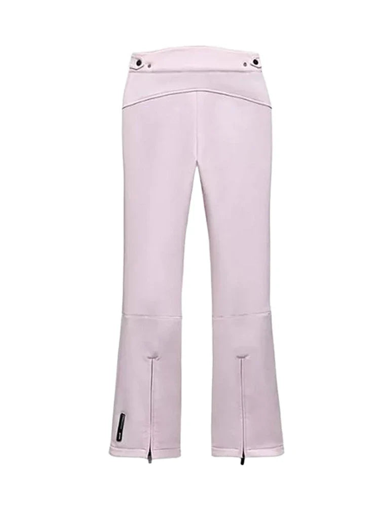 Damen Steppjacke mit Kapuze & Skihose Set Hellrosa