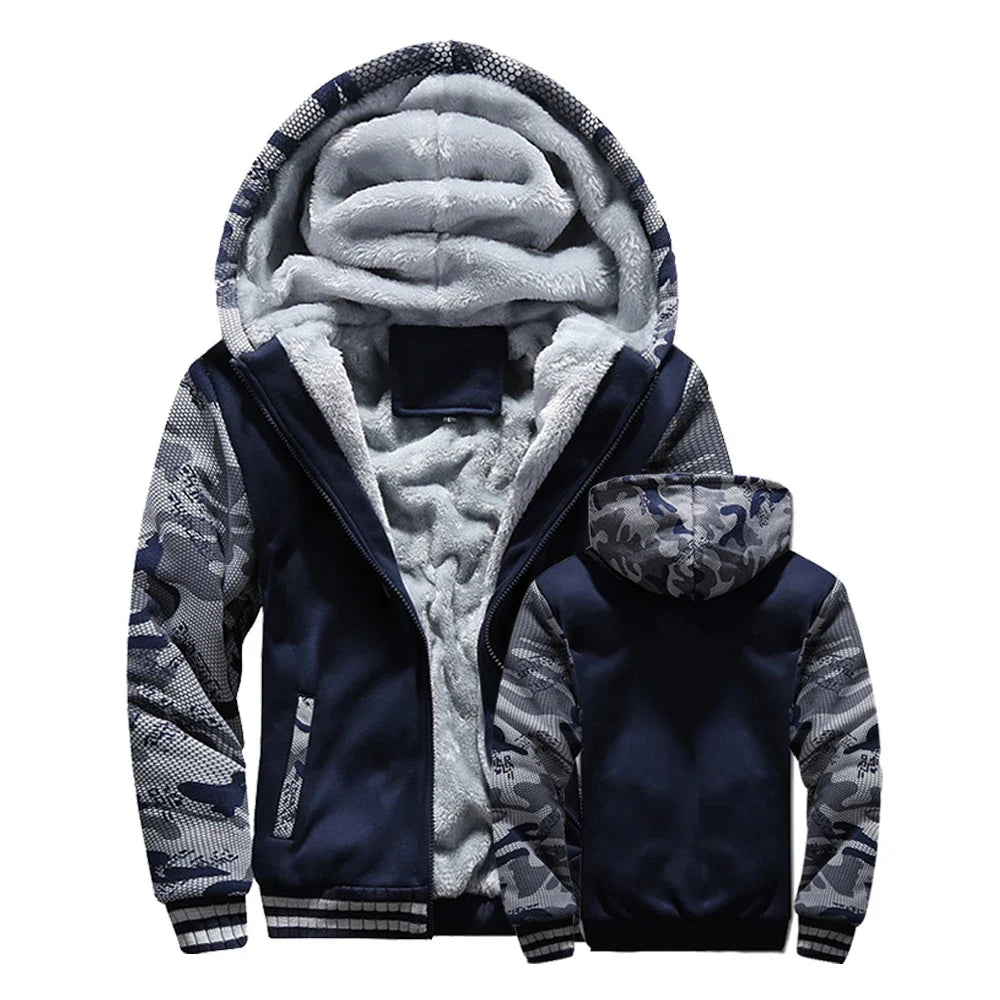Herren Kapuzenjacke mit Teddyfutter Reißverschluss