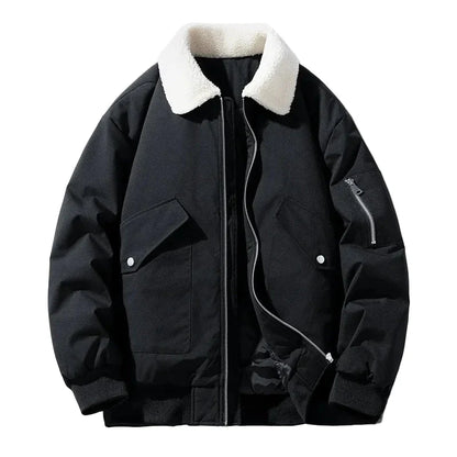 Herren Winterjacke mit Lammfellkragen – Modischer, warmer Freizeitmantel für kalte Tage