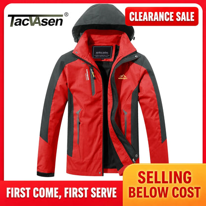 Outdoor Jacke Herren Wasserdicht Atmungsaktiv mit Kapuze und Reißverschlusstaschen