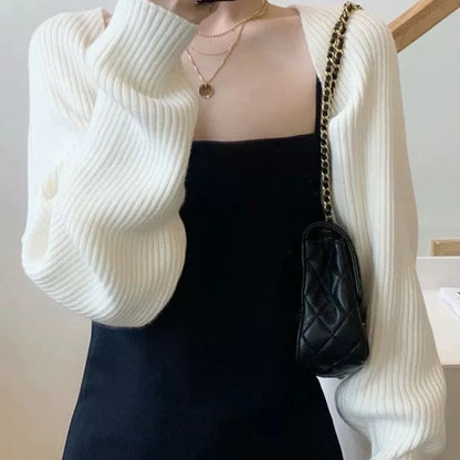 Damen Strick Shrug Rippstrick Bolero Langarm