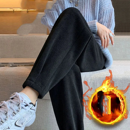 Damen Cordhose gefüttert mit Plüsch weites Bein Beige