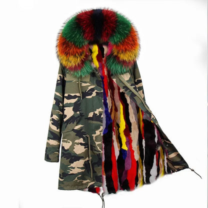 Damen Winter Parka mit Kapuze und Kunstpelz Futter