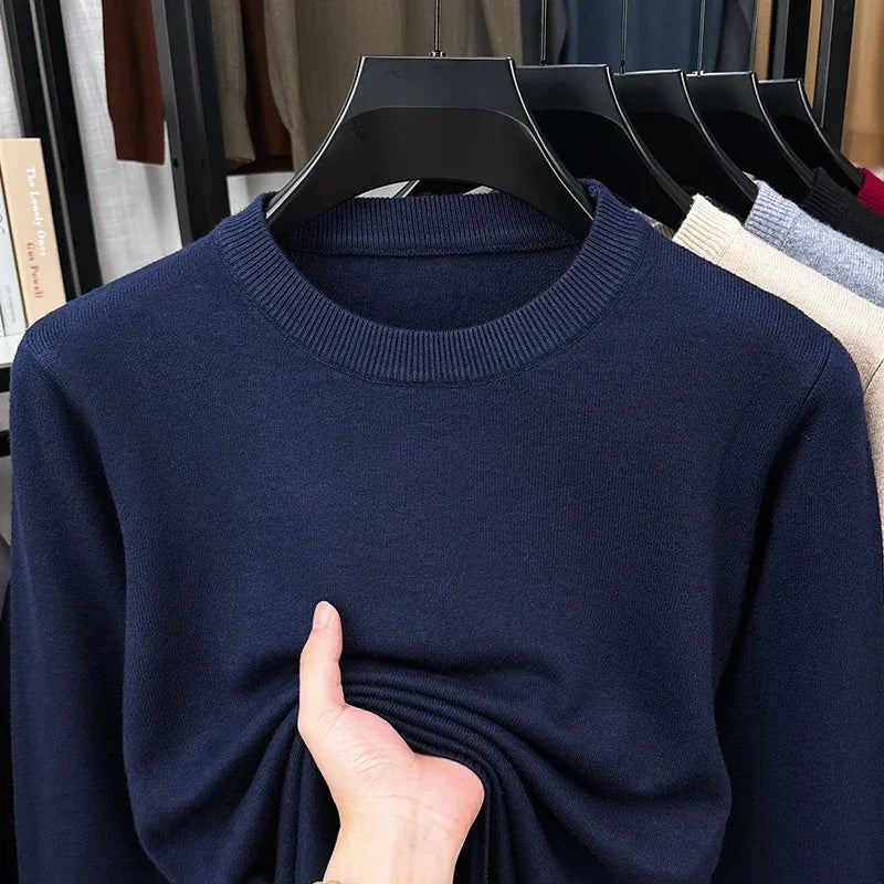 Herren Pullover Rundhalsausschnitt Langarm Einfarbig Basic Strickpullover