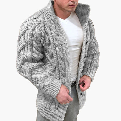 Herren Strickjacke mit Zopfmuster – Modernes, warmes Freizeit- und Winter-Outfit