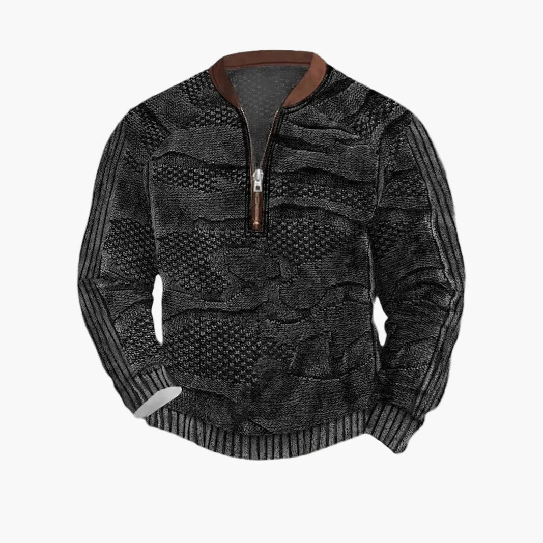Herren Strickpullover im Street Style mit halbem Reißverschluss – Modischer Freizeitpullover für Frühling und Herbst