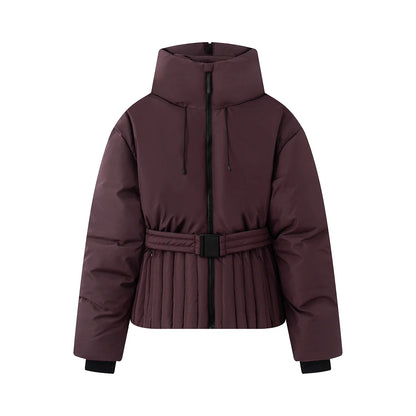 Damen Steppjacke mit Gürtel & Stehkragen, Kurz geschnitten
