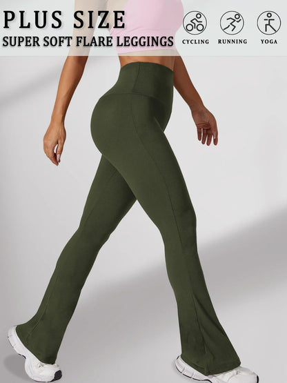 Damen Schlaghose Hoher Bund Ausgestellte Leggings Freizeithose für Yoga Sport Plus Size