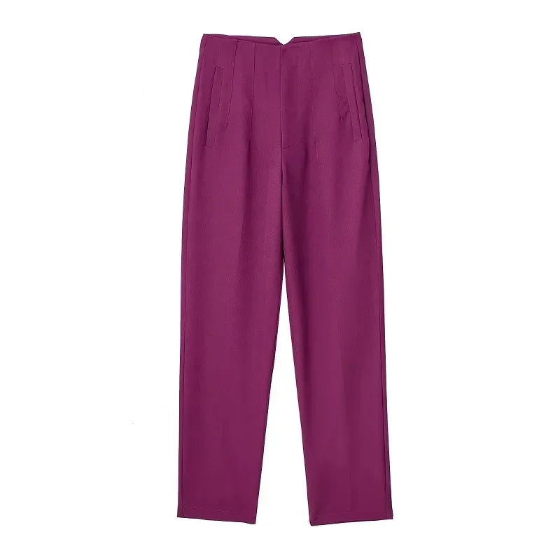 Damen High-Waist Hose Business Elegant Knöchellang