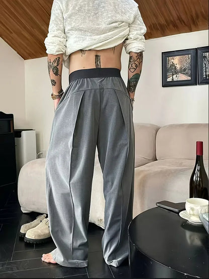 Herren Freizeithose Weites Bein, Elastischer Bund, Braun