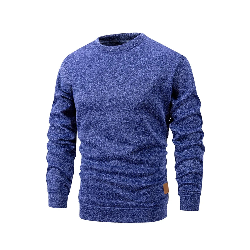 Herren Rundhals Pullover Melange Optik Langarmshirt